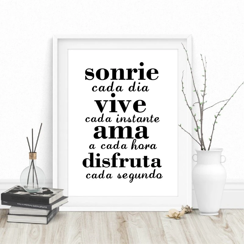 Испанские вдохновляющие цитаты настенное искусство холст живопись улыбка