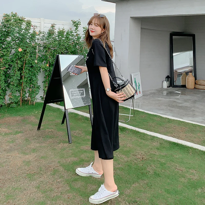 Платье летнее новое для полных женщин большого размера в стиле преппи с английской надписью "Лучшее подружка" и определенной талией 7063.