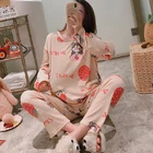 2020 осенний мультяшный Пижамный комплект для женщин брюки Повседневная одежда для сна Kawaii Pijamas Дамская теплая с длинным рукавом Женская домашняя одежда