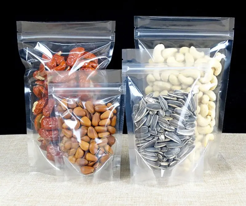 100 шт ПЭТ прозрачные пластиковые пакеты с замком-молнией Ziplock стоьте вверх еда Специи порошок упаковка мешок прозрачный