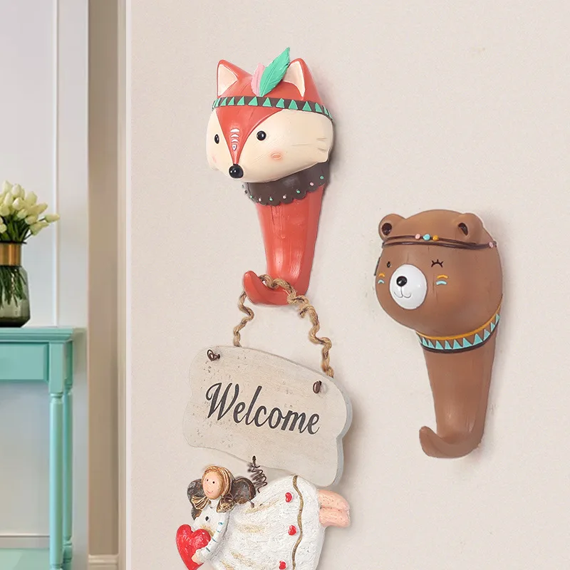 

Animal Cartoon Keys Towel Coat Hook Storage Resin Wall Mount Home Living Room Kitchen Decoration Photo Props