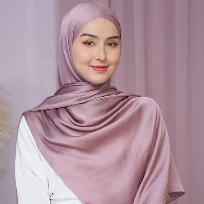 

Bubble Chiffon Plain Hijab Scarf for Autumn Winter Muslim Women Islamic Shawl Headwrap Smooth Headscarf Headband Turban Scarves