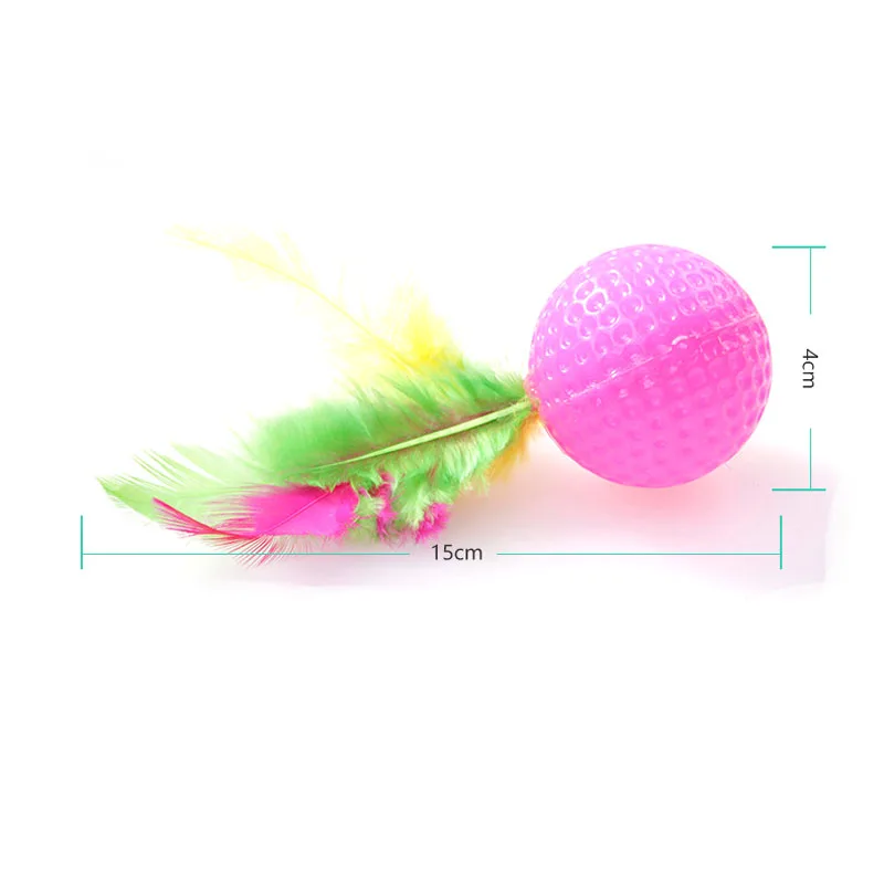 

5Pcs/Set Cat Kitten Golf Ball Toys Pet Non-toxic Puzzle Molar Ball with Colorful Feather Teasing Cat Toy Random Color