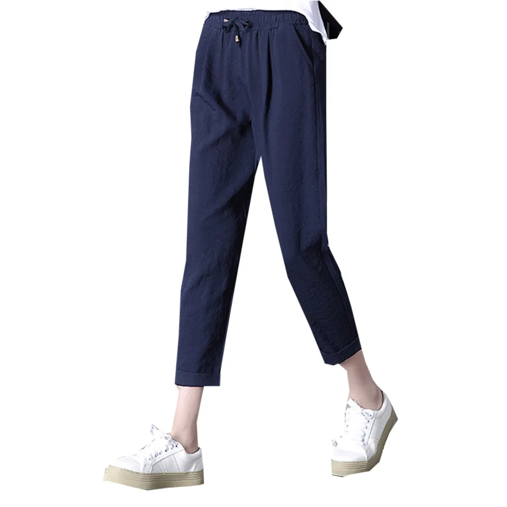 

2019 Women Casual Loose Wide Leg Casual Elastic Waist Casual Elastic Waist Cropped Trousers Bottoms Sports Wear Z059