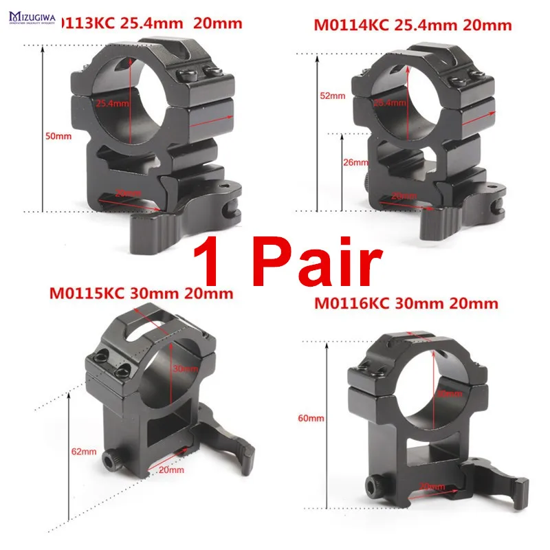 

1 pair Tactical Scope Mount 25.4mm 30mm Rings QD Rifle 20mm Picatinny Adapter Weaver Barrel Base Pistol Airsoft Hunting Caza