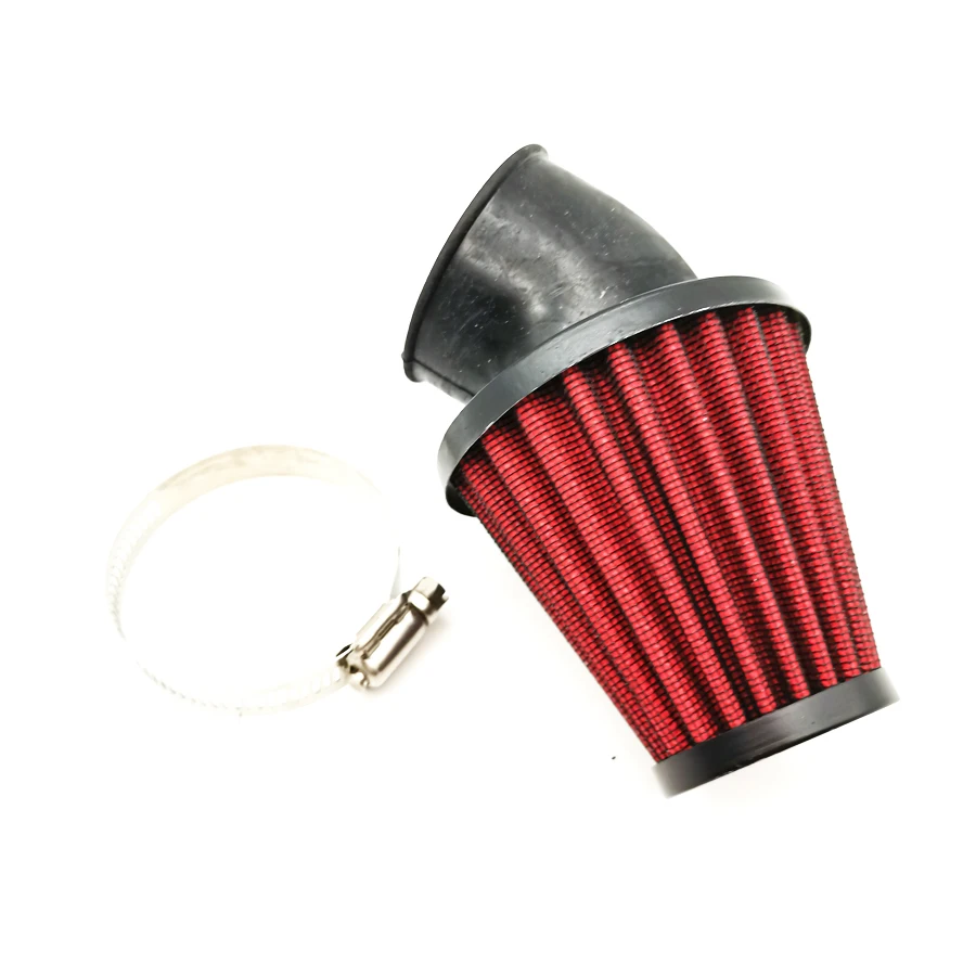 

48mm Red Air Filter Pod 45 Degree Bend Inlet For Motorcycle Scooter Dirt Bike