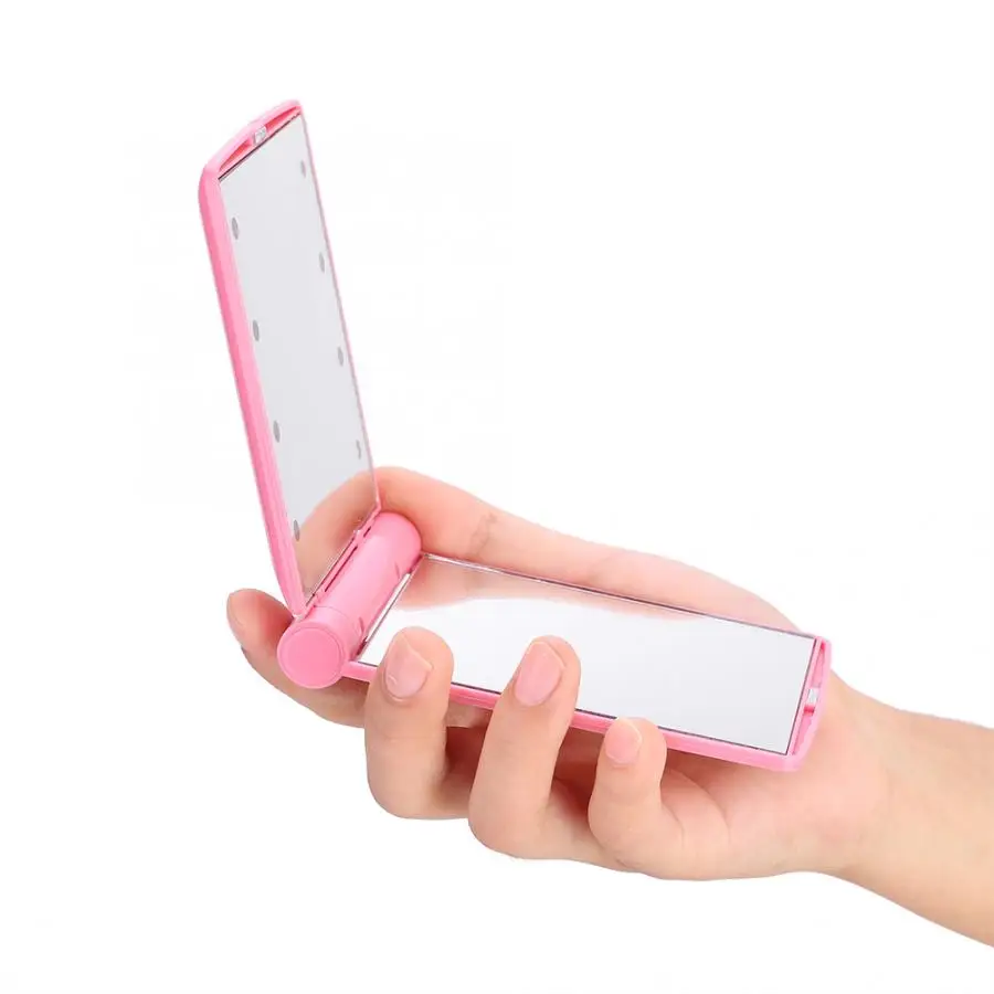 Портативное складное зеркало 5 цветов компактное светодиодное для макияжа