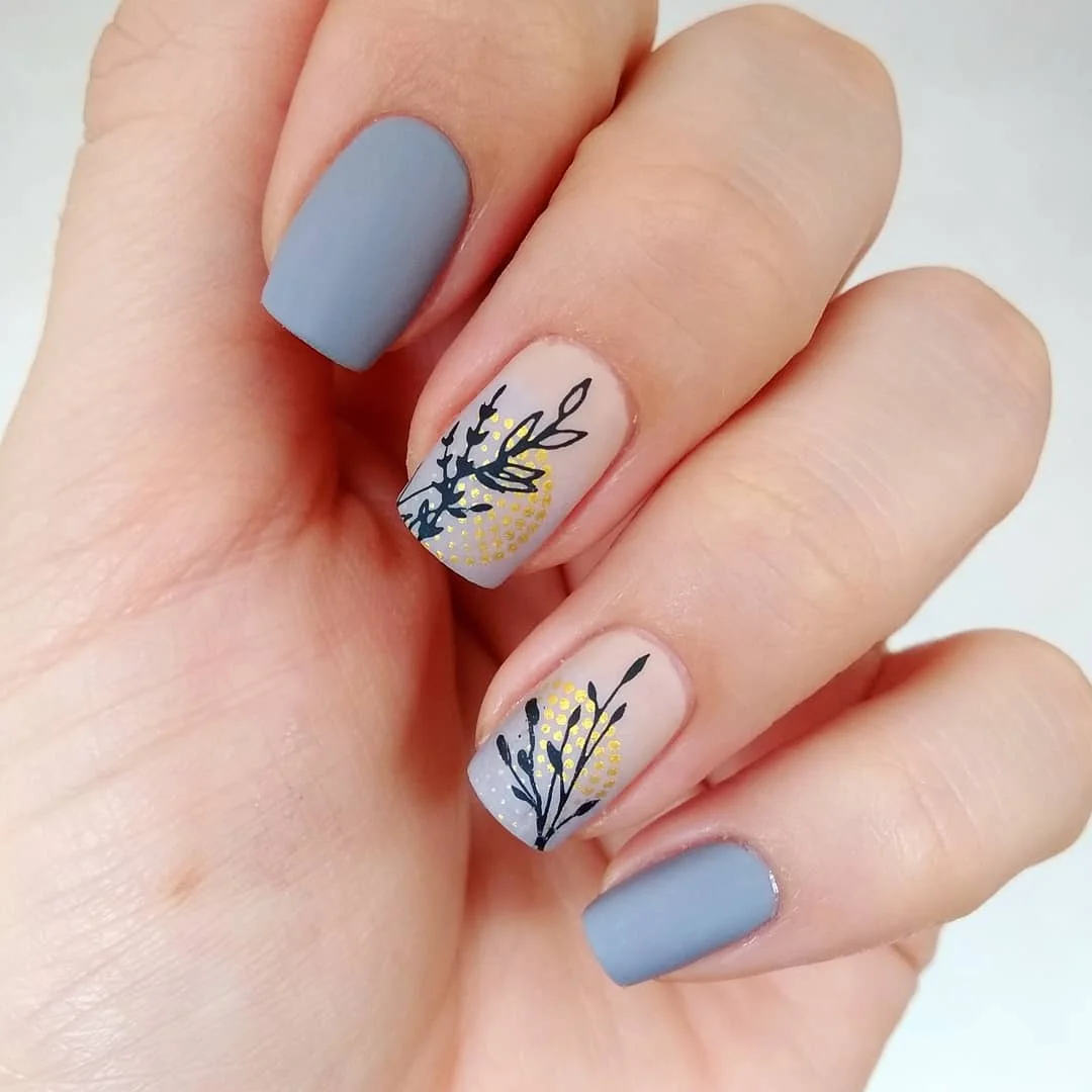 

NICOLE DIARY Square Leaf Pattern Nail Stamping Plates Geometric Lines Flowers Image Stamp Template DIY Nail Art Decorations