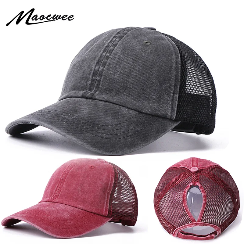 Бейсбольная кепка с дырками в виде конского хвоста Женская бейсбольная s на лето