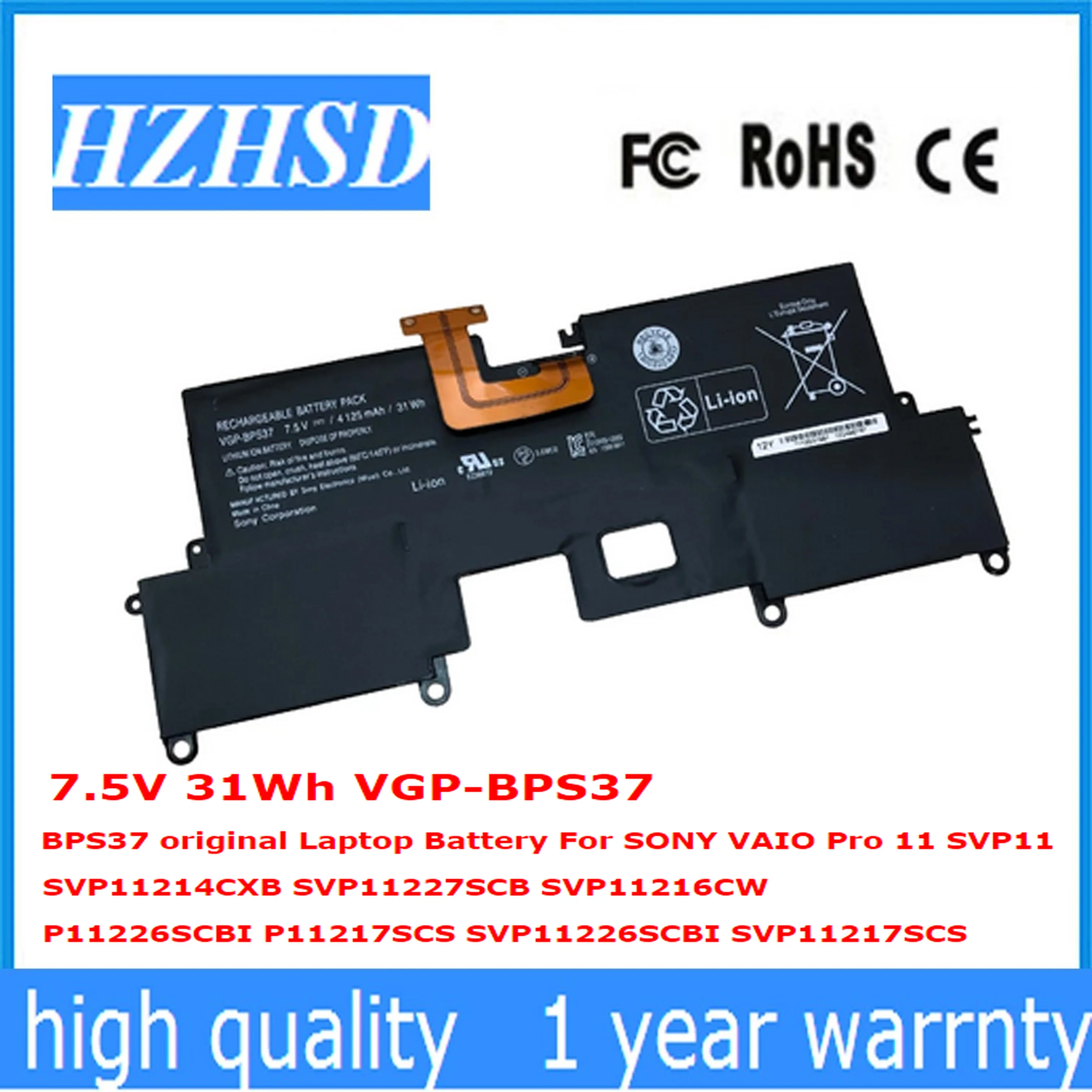 

7.5V 31Wh VGP-BPS37 BPS37 original Laptop Battery For SONY VAIO Pro 11 SVP11 SVP11214CXB SVP11227SCB SVP11216CW P11226SCBI