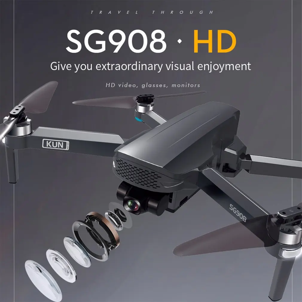 sg908 дрон с разрешением 4k gps profissional 3 осе