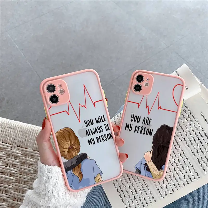 

Greys Anatomy You're My Person Phone Case For iPhone 12 11 Mini Pro XR XS Max 7 8 Plus X Matte transparent Pink Back Cover