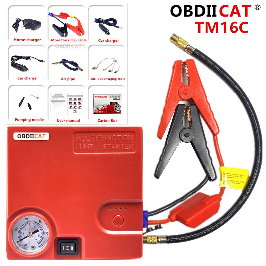 TM16C супер мощный автомобильный стартер Power Bank Мини Портативный Автомобильный