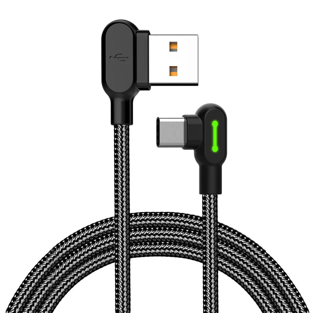 

Type-c Usb / Micro Usb Data Cable Android Double Elbow Data Usb Charging Cable With Lamp Superior Signal Transfer