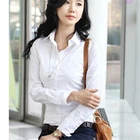 Женская офисная блузка с длинным рукавом, однотонная белая приталенная блузка с длинным воротником для вечеринки, лето 2021