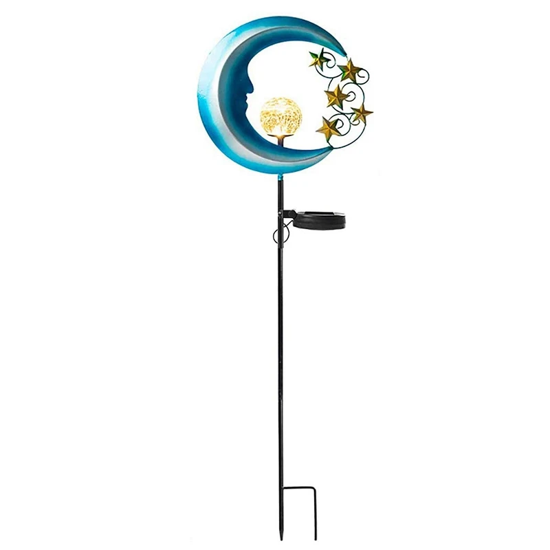 

Уличный декоративный светильник на солнечной батарее, металлический Сферический ландшафтный светильник с Луной и звездами и трещинами, по...