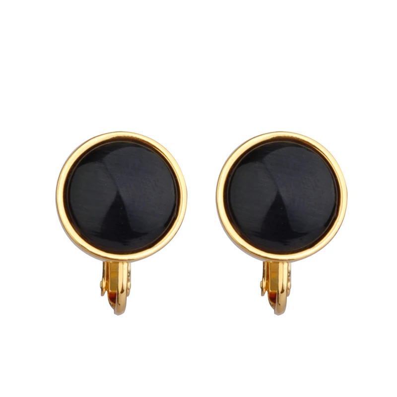 Новинка 2019 оригинальный дизайн круглые черные опаловые клипсы серьги для женщин