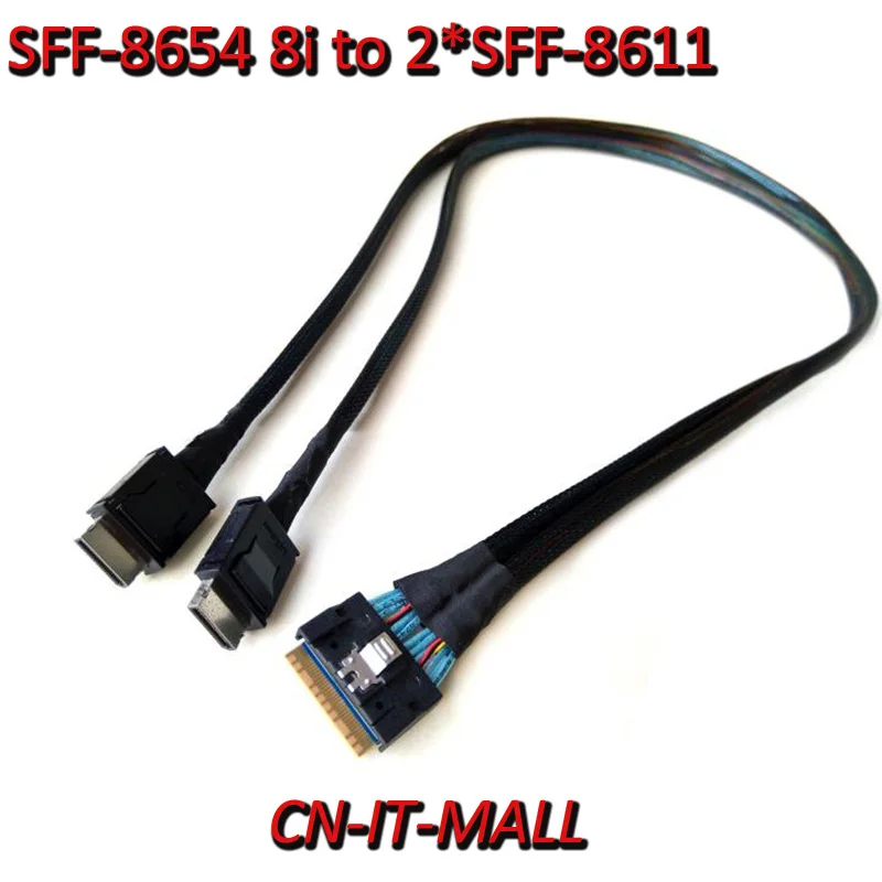 

Slimline SFF-8654 8i to 2 PCIe Oculink SFF-8611 Cable R0232