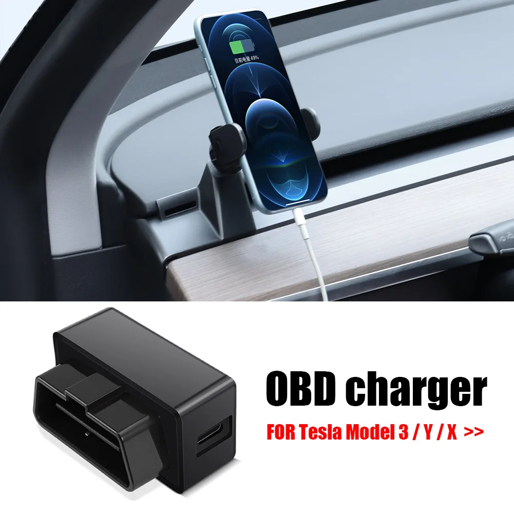 

Dual Port OBD Charger for Tesla Model 3/Y/X Car Concealed Fast Charging Splitter Adapter Type-C USB Adapters Sockets