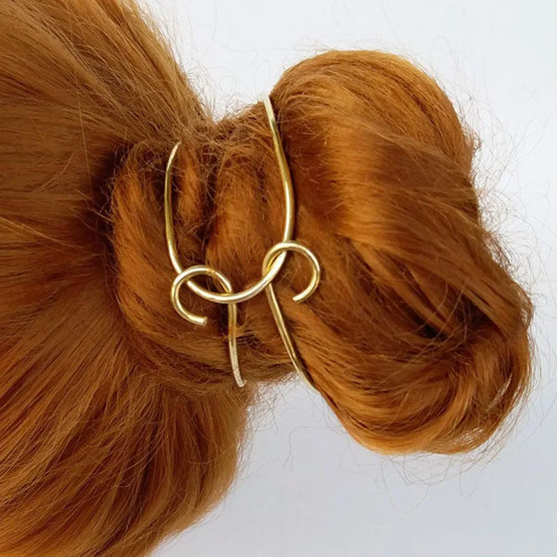 Personalized!New Brief Gold Tone Cross Bun Holder Metal BOHO Bun Cuff Vintage Bun Cage Hair Accessories Femme Gift For Her
