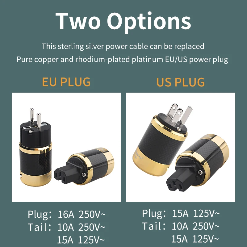 TOP BEST 6N High-purity Pure Silver Audio Power Cable EU/US Red Copper Rhodium-plated Platinum Plug | Электроника