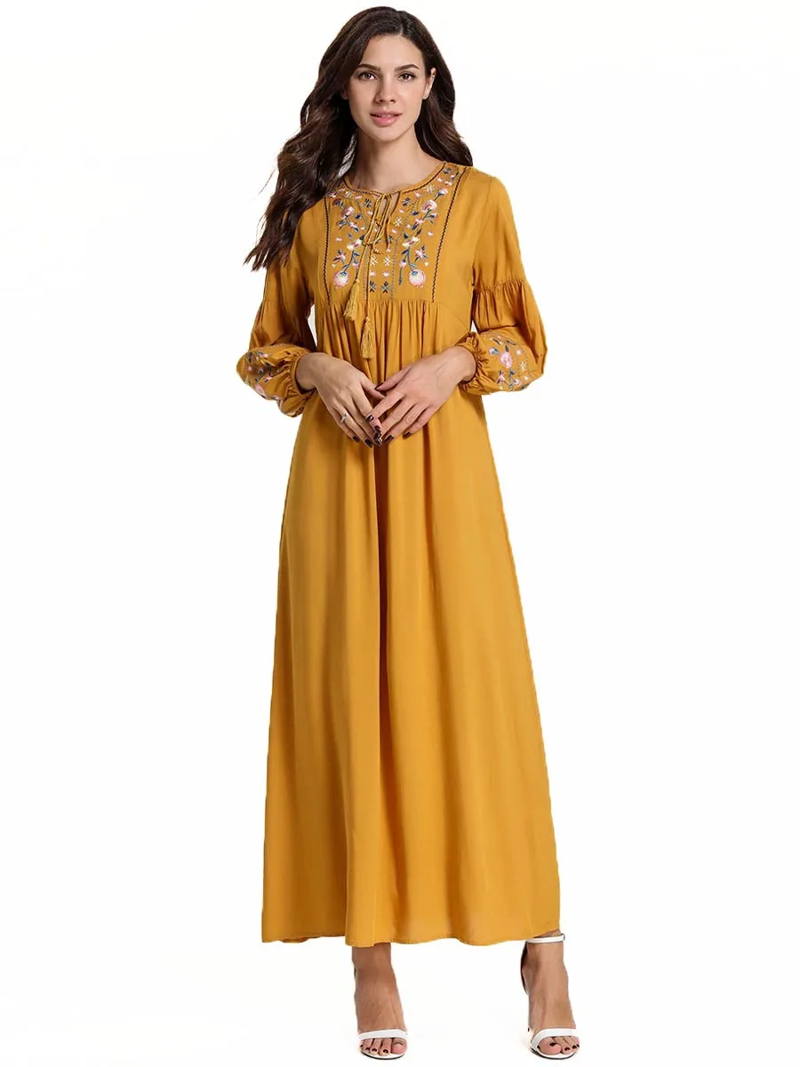 Марокканское платье кафтан модное простое абайя большого размера женское желтое