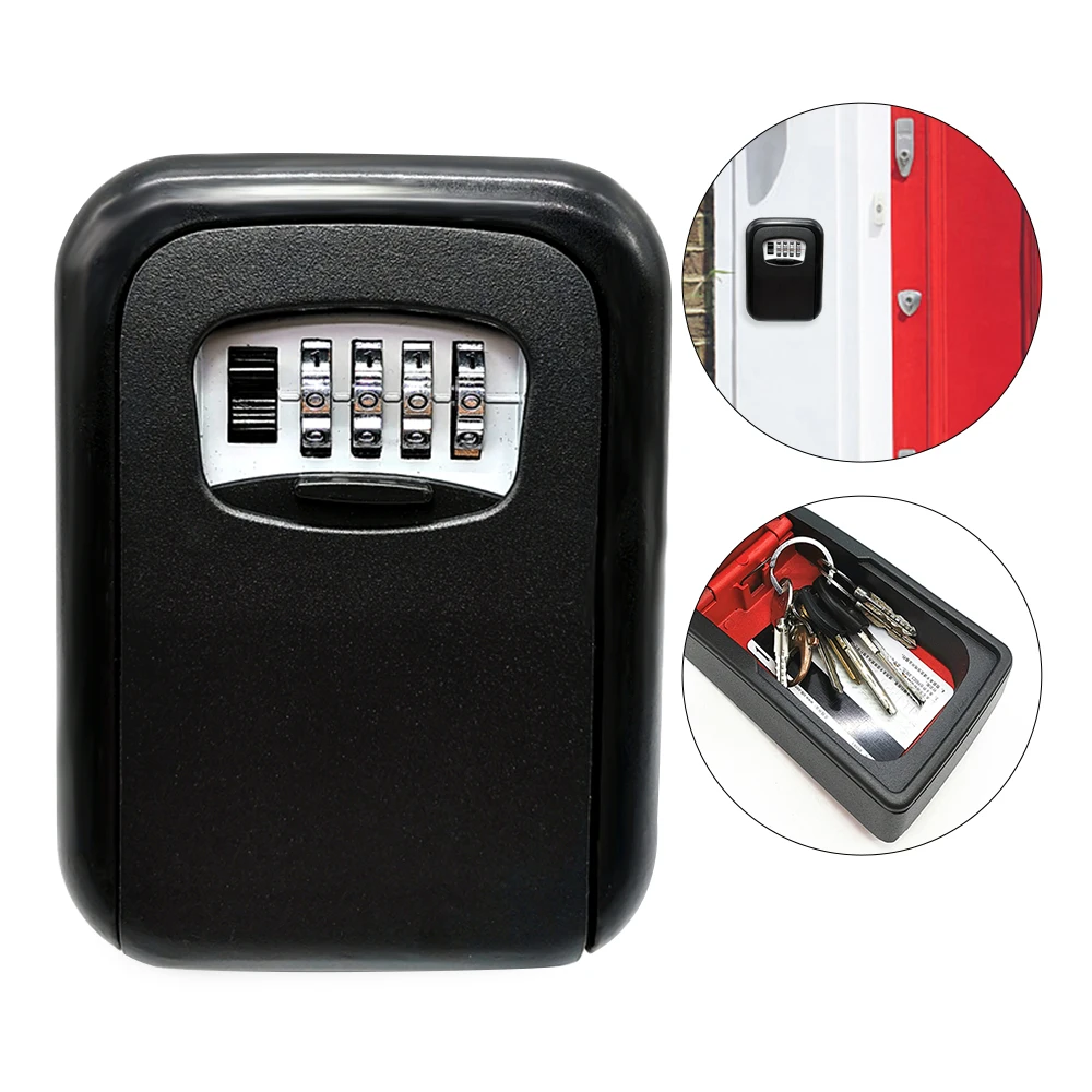 

Wall Mounted Lock Box Key Storage Lock Box 4-Digital Combination Lock Box Key Safe Box Security Key Holder Cofre caja fuerte