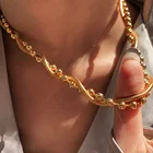 Многослойное ожерелье-чокер SRCOI с золотистыми искусственными бусинами, двухслойный чокер, простое украшение на воротник, Женские Ювелирные изделия