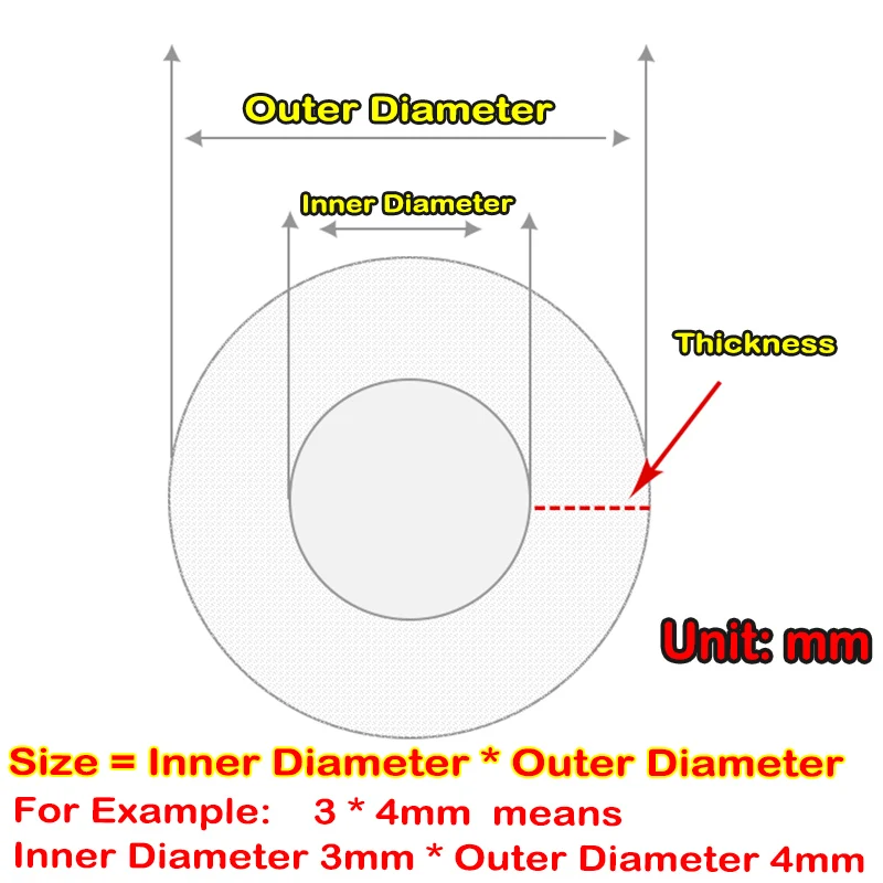Пищевой гибкий 1 метр 2 мм * 4 красочная мягкая силиконовая резиновая трубка из