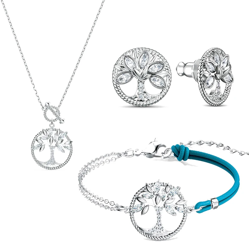 

swa Fashion Ladies Jewelry World Tree Set Jewelry Set Ladies Earrings Necklaces and Bracelets Fashion Jewelry