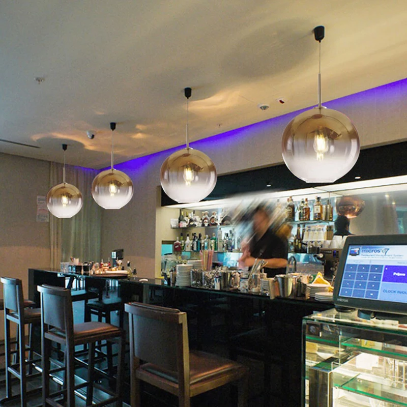 

Роскошная Подвесная лампа в стиле ретро со стеклянным шариком E27, декоративный светодиодный светильник в стиле индастриал для ресторана, го...