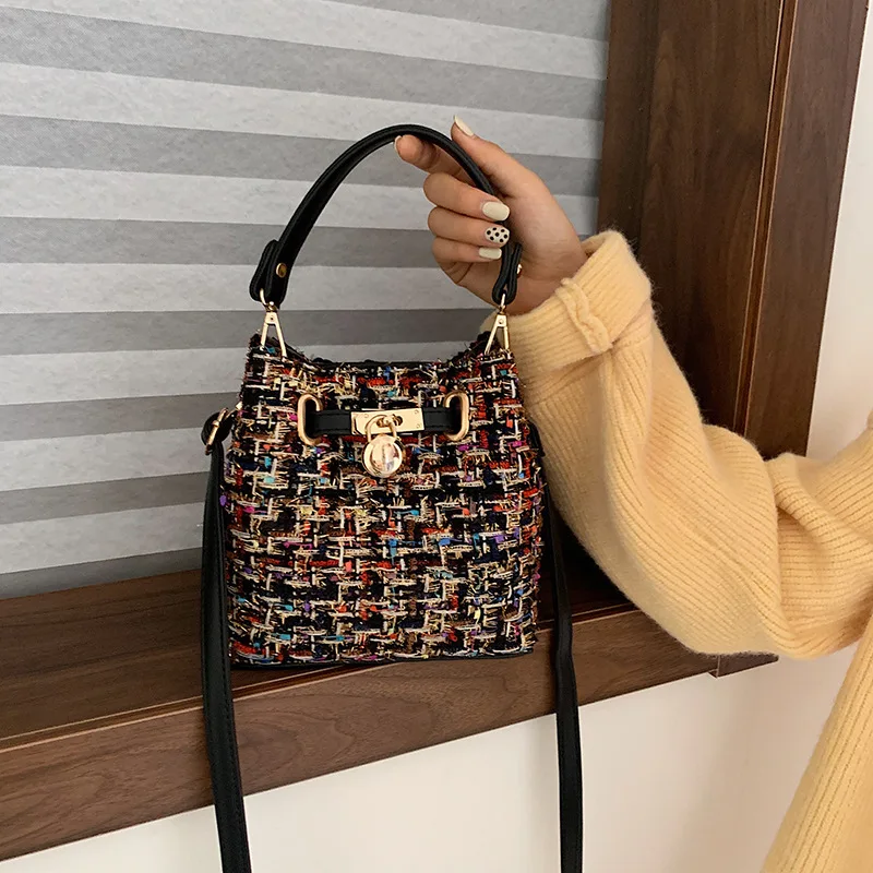 Роскошная дизайнерская женская сумка мешок из шерстяной ткани модная винтажная