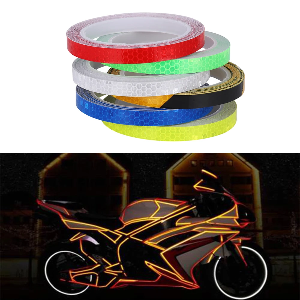

7 Colors Waterproof Motorcycle Rim Tape Reflective Wheel Stickers Decals Warning Effect Vinyl Bike Rim Decoration Tire Applique