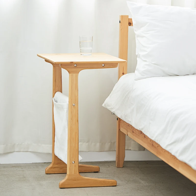 

Natural Bamboo Coffee Table Tea Table Wood Plastic Coffee Table Desk Leisure Magazine Storage Rack Table with Bag