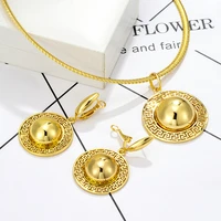 jewelry sets for women dubai 24k gold plated african bead planet earrings pendant necklace for indian party wedding bridal gift