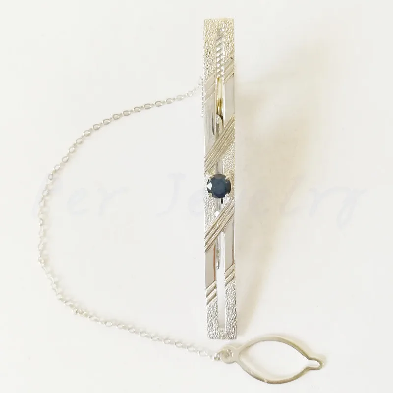 Зажим для галстука с натуральным сапфиром бесплатная доставка женское