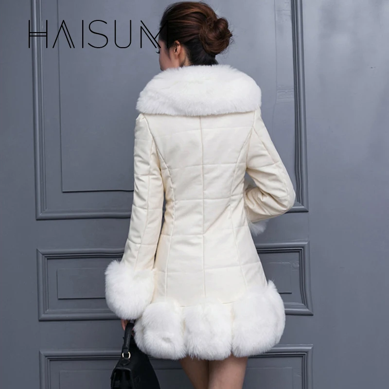 Женское пальто с искусственным мехом Nv043 длинное теплое зимнее 4 вида цветов