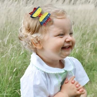 CN 6pcslot 3 Glitter Dot Hair Clips For Baby Girls Flower Three Layers Hair Bows Stack Hairpins Kids Hair Accessories