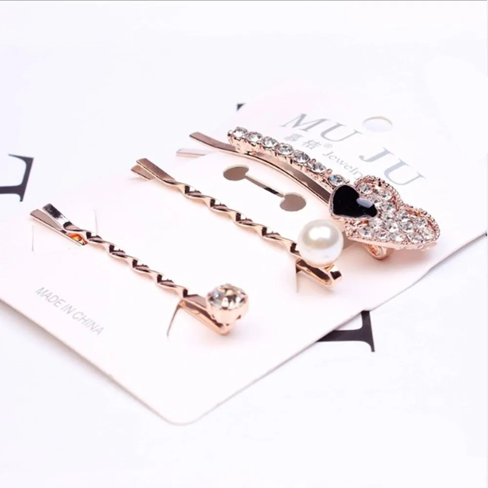 3 шт./компл. заколки для волос в Корейском стиле девушек Стразы с кристаллами