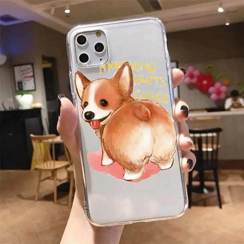 

Cute Corgi Butt Animal Puppy Phone Case Transparent soft For iphone 5 5s 5c se 6 6s 7 8 11 12 plus mini x xs xr pro max