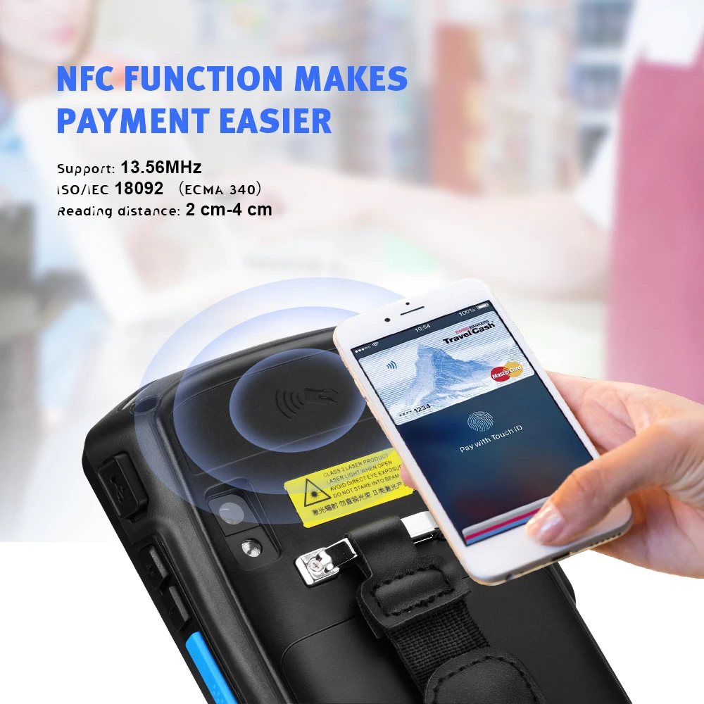 ISSYZONEPOS портативный pos-терминал 2D QR сканер штрих-кода NFC PDA Android 7,0 5 дюймов беспроводной портативный штрих-код Rearder WiFi