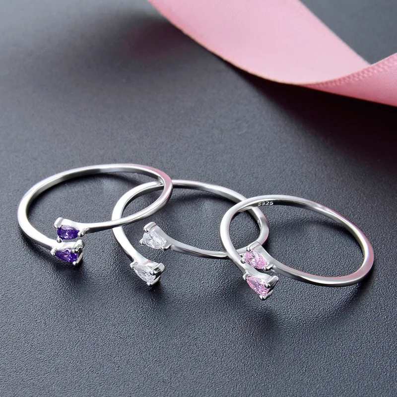 Bague Ringen, новинка, 3 цвета, Женское кольцо на палец, хвост, кольцо, S925 Стерлинговое Серебро, ювелирное изделие, Кристальное сердце, креативный прекрасный подарок