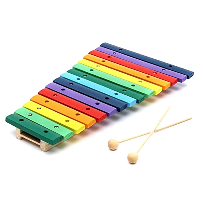 

15 Tone Colorful Wooden Glockenspiel Xylophone Educational Percussion Instrument Toy Education Musical Instruments