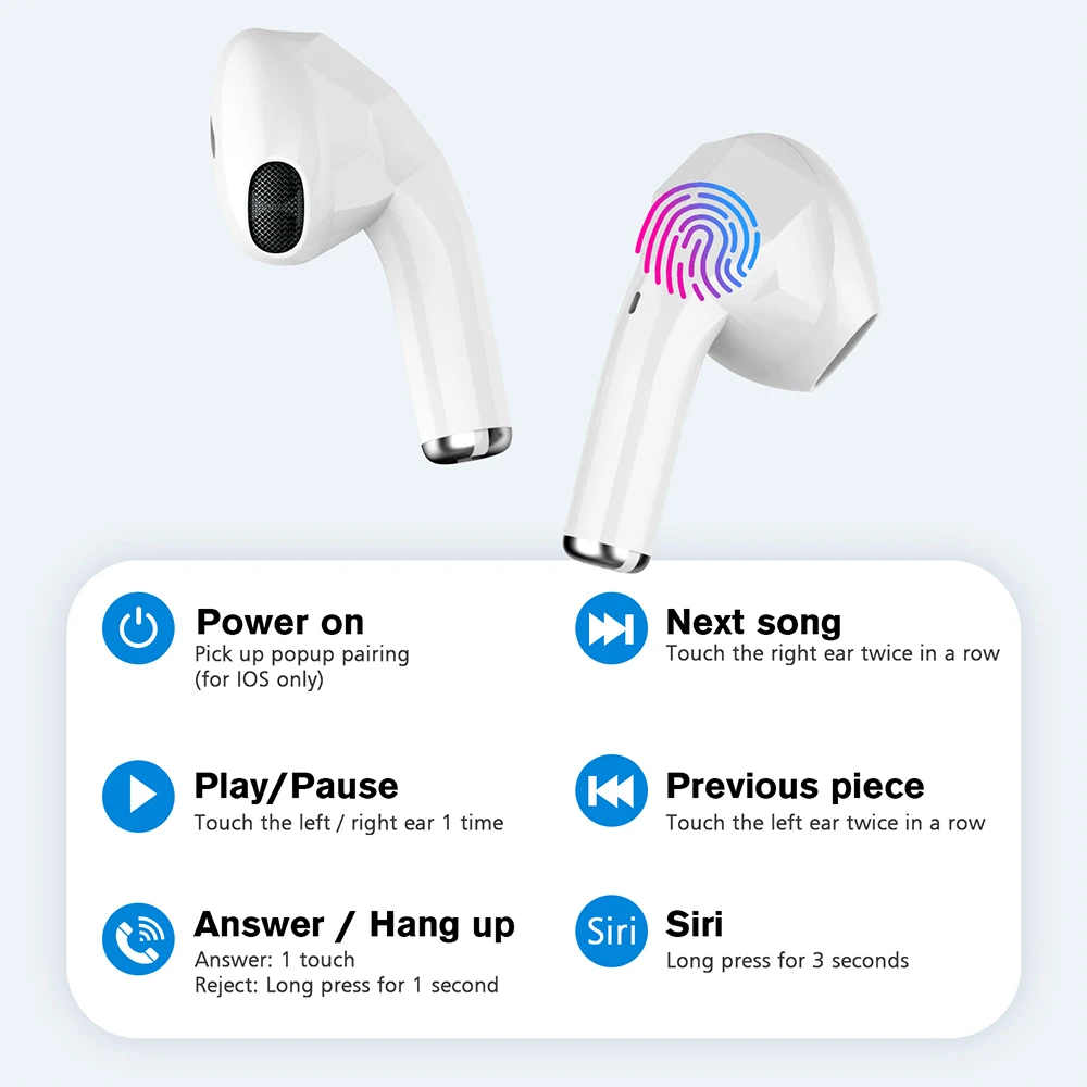 

Bluetooth 5.0 Earphones Set TWS Mini Wireless Headphones Waterproof Headsets Noise Cancelling 9D HiFi Earbuds Type C Charging