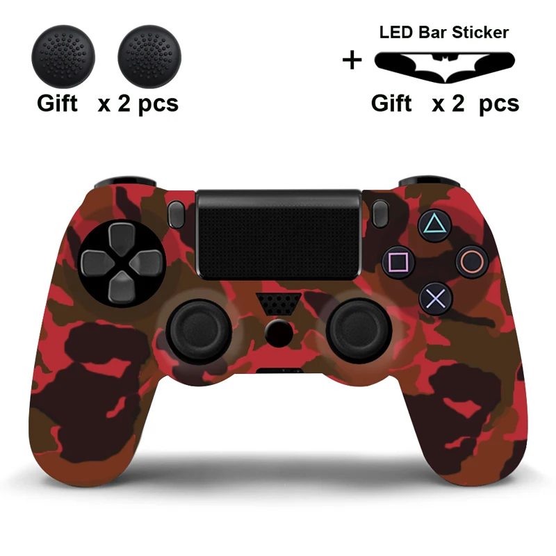 Camo red Мягкий силиконовый резиновый кожаный чехол, гелевый защитный чехол для Playstation 4 для PS4 контроллера, камуфляжный стиль - Цвет: Camo red