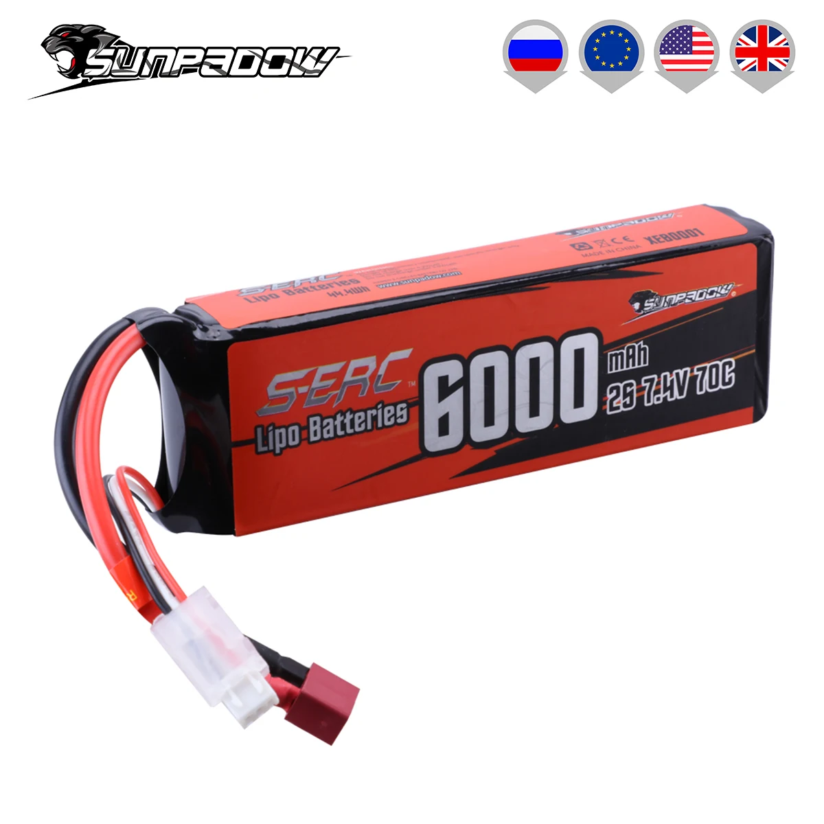 аккумулятор lipo sunpadow 2s 74 в 6000 мач 70c мяг
