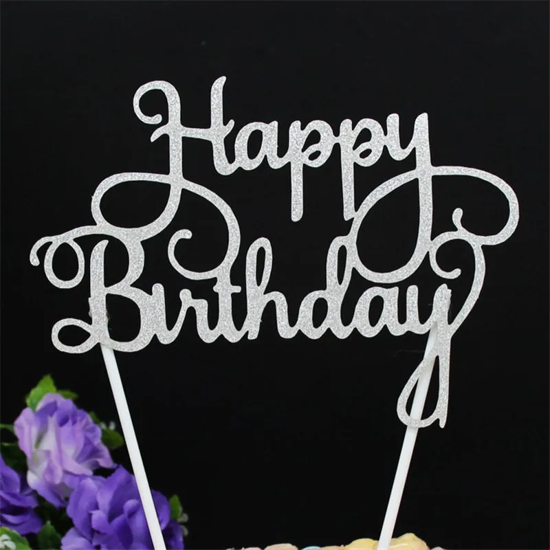 

10Pcs Happy Birthday Cake Topper Glitter Calligraphy Bling Sparkle Decoration Sign Happy Birthday Cake Topper Birthday Supplies