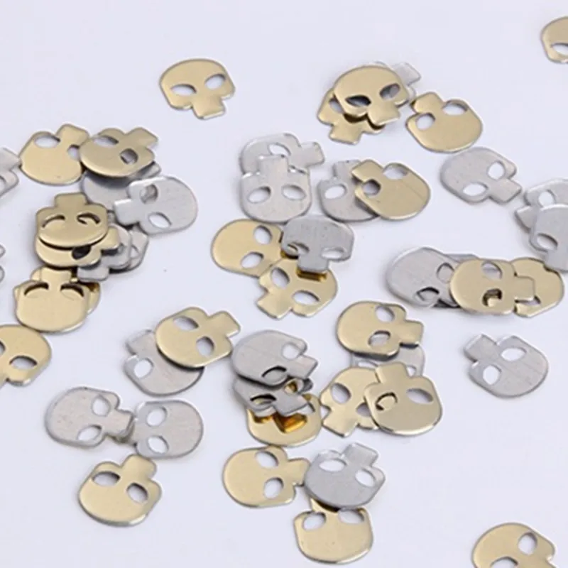 

200pcs 10*12mm Gold/Silver Hot Fix Rhinestuds Skull 3D Nail Art Metal Studs Spikes Decoration Clothe Rhinestones Diy Accessories