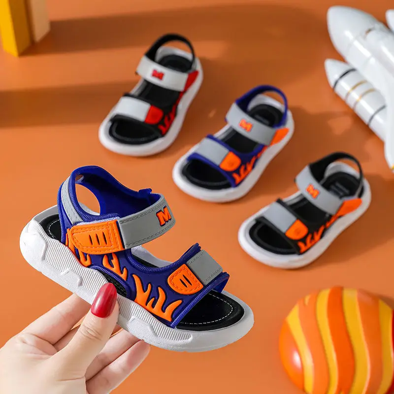 Sandalias antideslizantes de fondo suave para ni&ntilde;os, zapatos de playa a la moda, novedad de verano, 2021-3