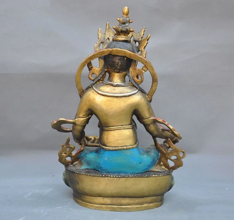 

wedding decoration Tibet Buddhism bronze Gilt Painted wealth Yellow Jambhala Mammon Buddha statue